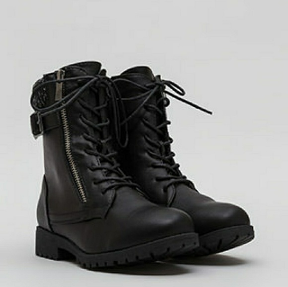 bamboo black combat boots